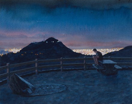 Tim Gardner, Boy Looking at Phone, Dusk (2021), via 303 Gallery