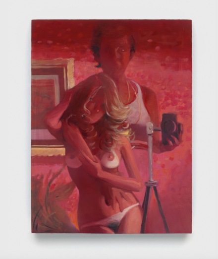 Lisa Yuskavage, Red Photo Shoot (2020), via David Zwirner