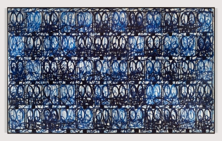 Rashid Johnson, Bruise Painting Honeysuckle Rose (2021), via David Kordansky