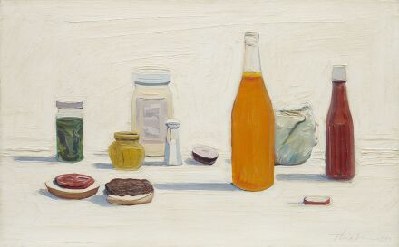 Wayne Thiebaud, Hamburger Counter (1961), via Acquavella