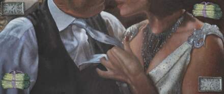 Issy Wood, Roger Sterling with future ex-wife (2022), via Michael Werner