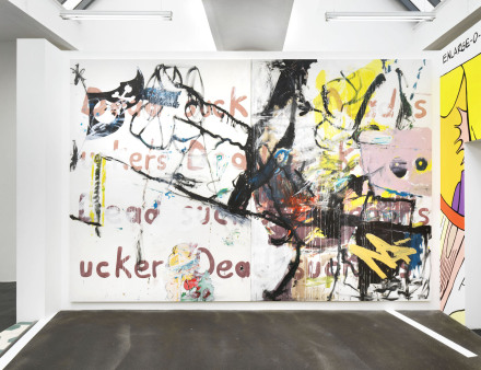 Michel Majerus, gemÃ¤lde (Installation View), neugerriemschneider, Berlin, November 8, 2022 – January 14, 2023 © Michel Majerus Estate. Courtesy neugerriemschneider, Berlin. Photo: Jens Ziehe