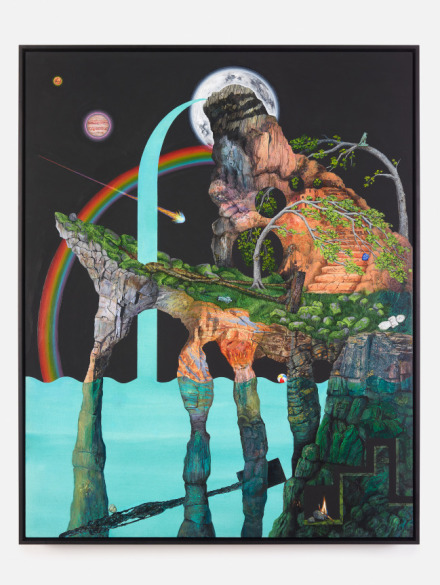 Dustin Yellin, Giacometti’s Rainbow (2023), via Venus Over Manhattan