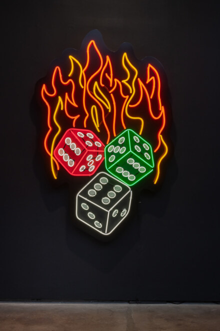 Awol Erizku, Hot Hand in a Dice Game (2023), via Sean Kelly